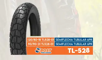 Llanta Bost 90/90-21 Pista Tobular 6PR